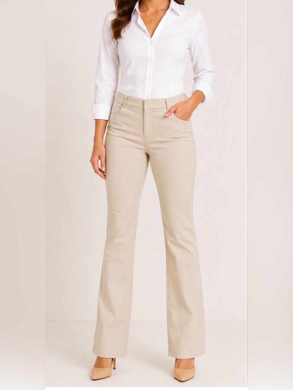 Express Editor Dress Pants Size 8R Beige Bootcut Career Pants Very Lovely